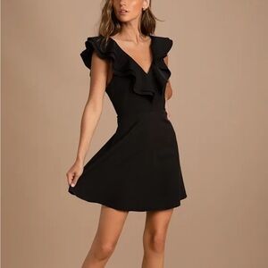 Lulu's Black Ruffle Mini Dress